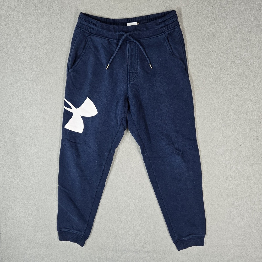 Under Armour Men Activewear Pants LG/G Navy Sweatpants Fleece Logo Coldgear
